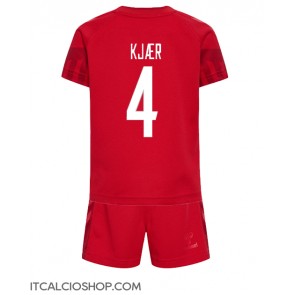 Danimarca Simon Kjaer #4 Prima Maglia Bambino Mondiali 2022 Manica Corta (+ Pantaloni corti)